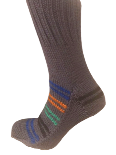 'Beige with Simple Pattern' hand knit woollen socks with a mix of brown based colours and Kullu knitss