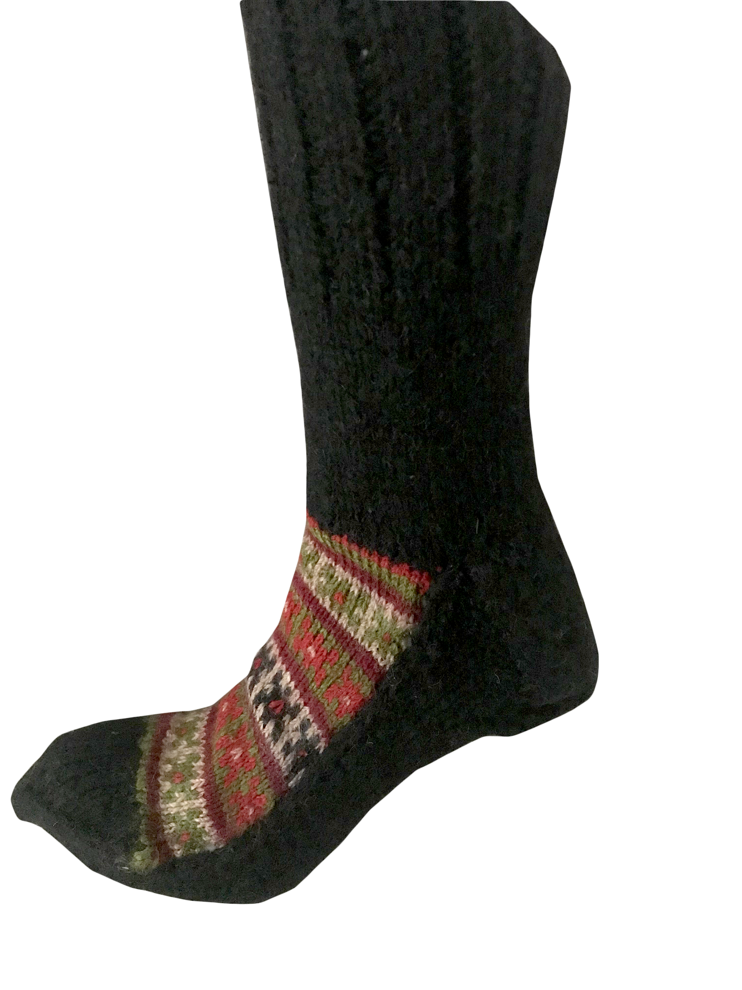 "Military Green" - hand knit woollen socks with a green base and traditional Himalayan weave