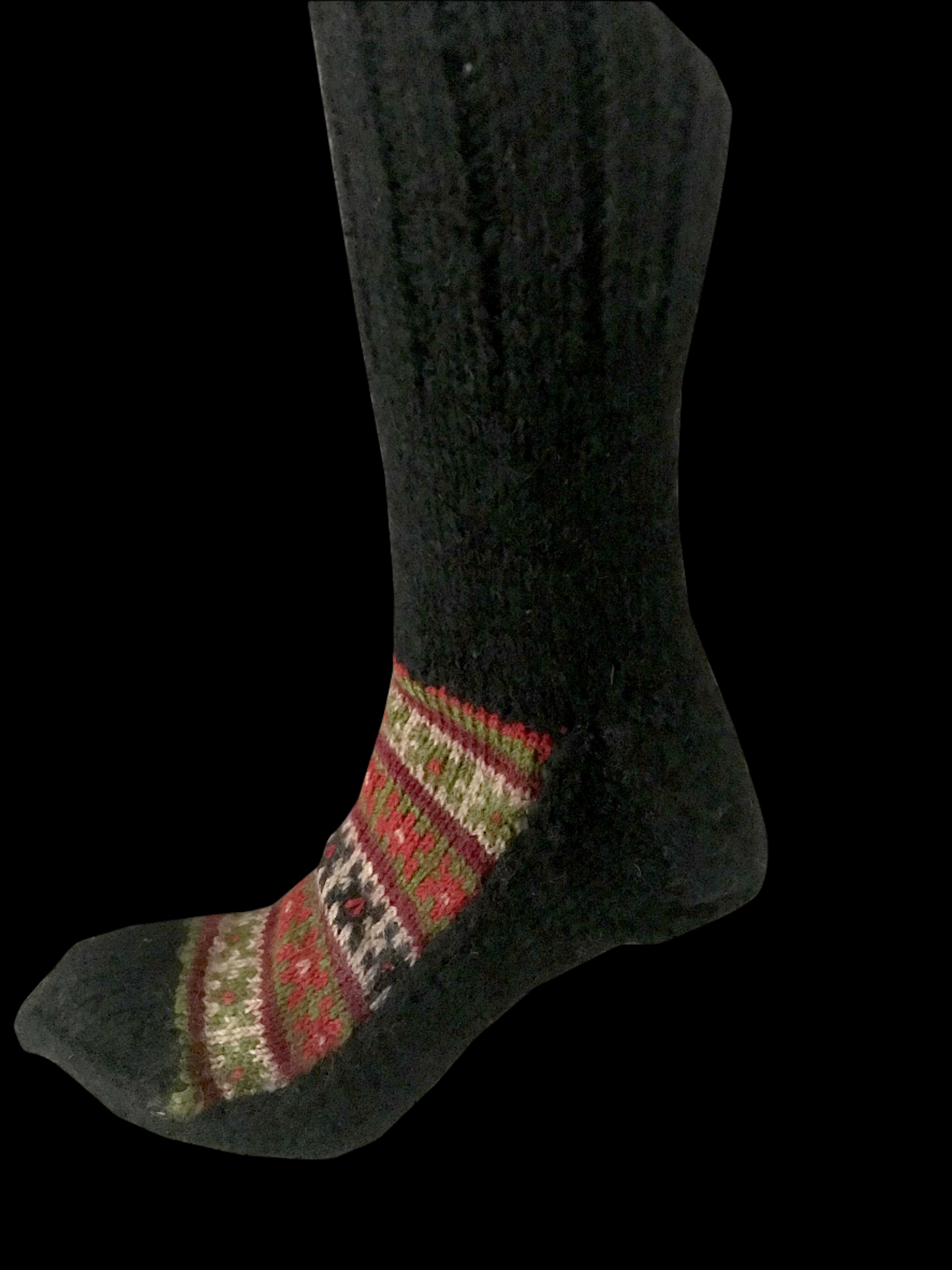 "Military Green" - hand knit woollen socks with a green base and traditional Himalayan weave