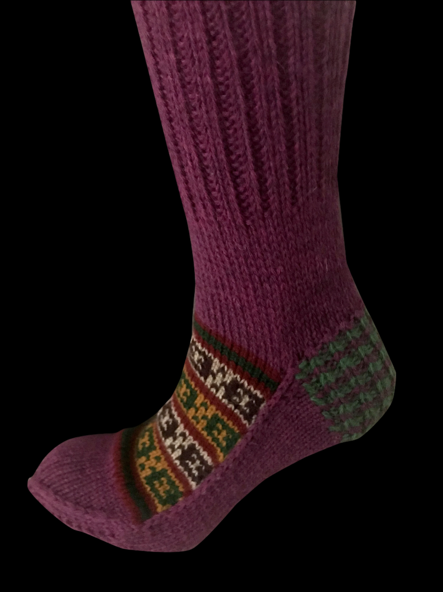 "Lady Pink” is a beautiful pink wool base classic Himalayan knit pair of winter socks