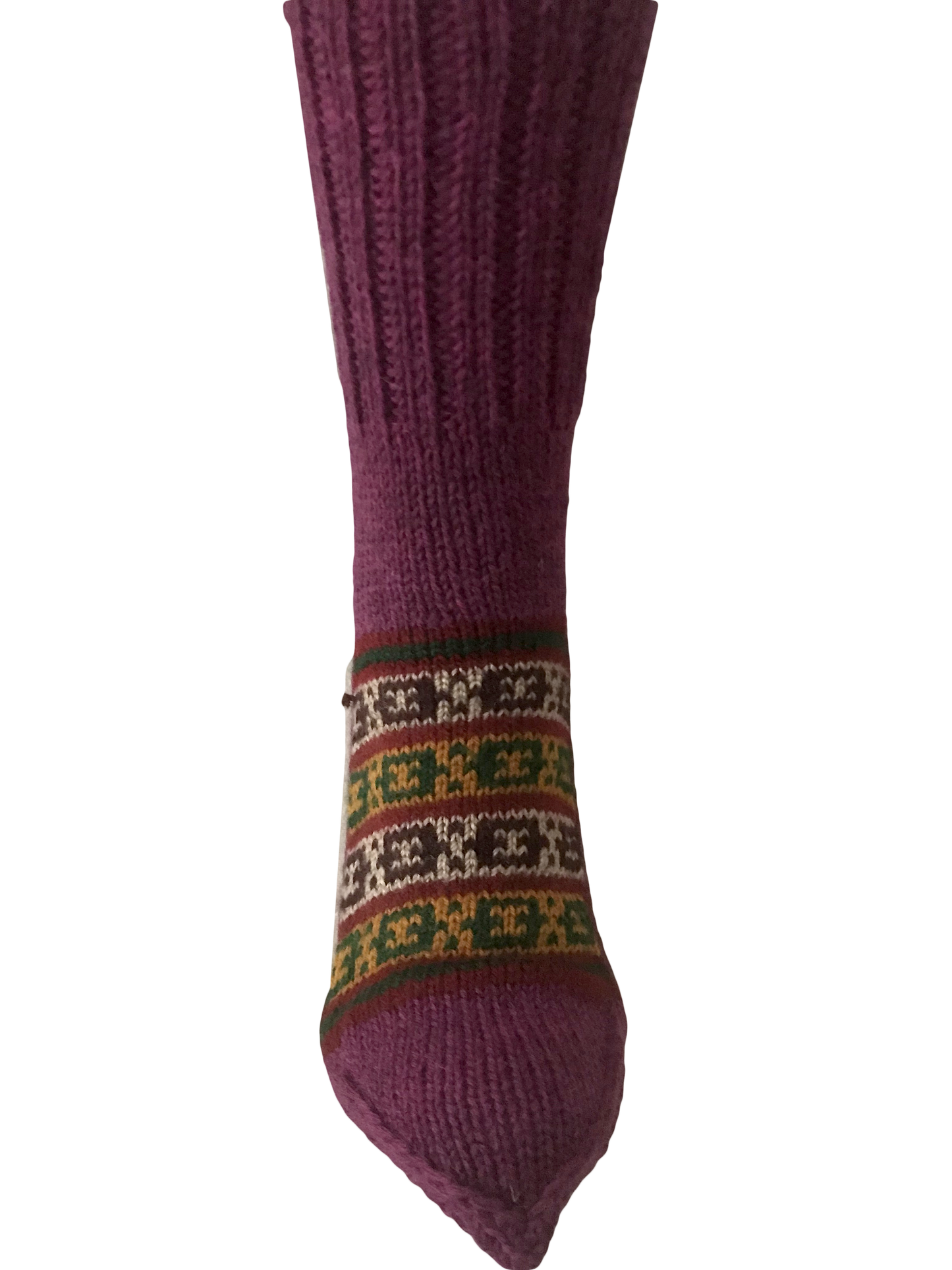 "Lady Pink” is a beautiful pink wool base classic Himalayan knit pair of winter socks