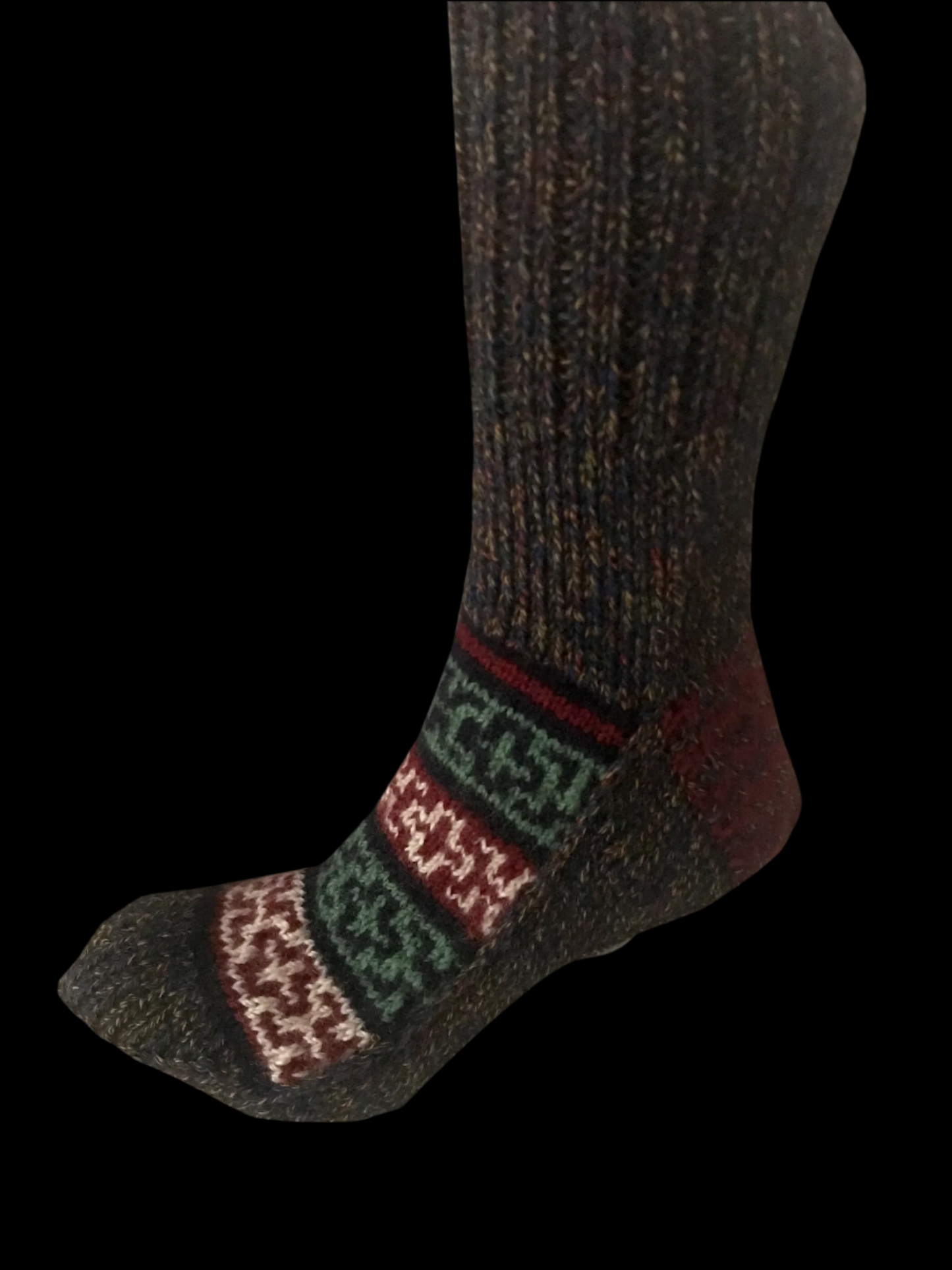 "Woody Brown" - hand knit woollen socks with a blend of brown based colours and classic Kullu pattern