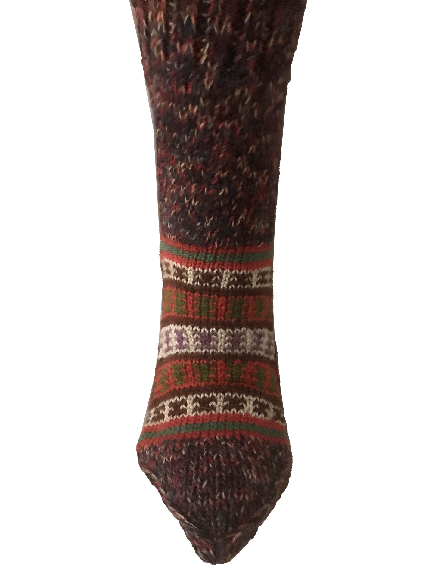"Subtle Burgundy Blends"- hand knit woollen socks with a blend of maroon colours with elegant patterns