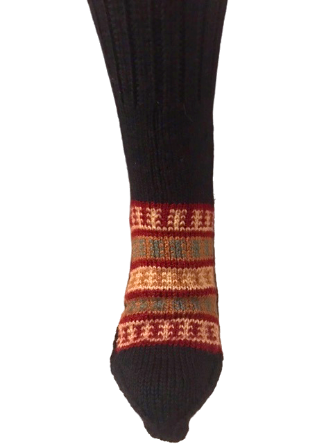 Black with Gold - hand knit woollen socks with a deep black base and Traditional pattern - Type 2