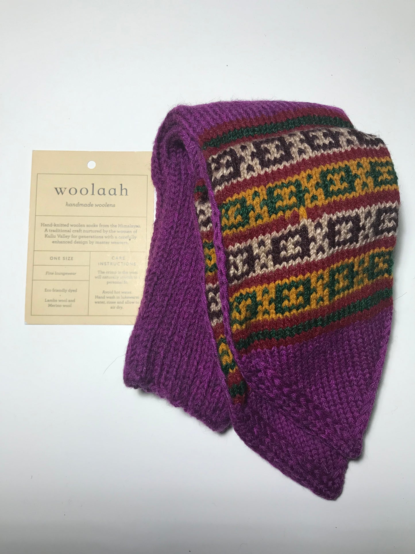 "Lady Pink” is a beautiful pink wool base classic Himalayan knit pair of winter socks