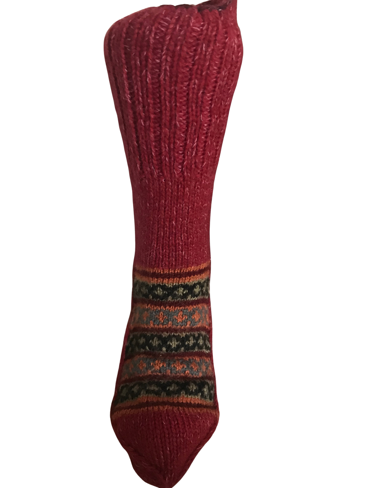 Red Colour Wool Socks - Pattern 2 - Crew Socks
