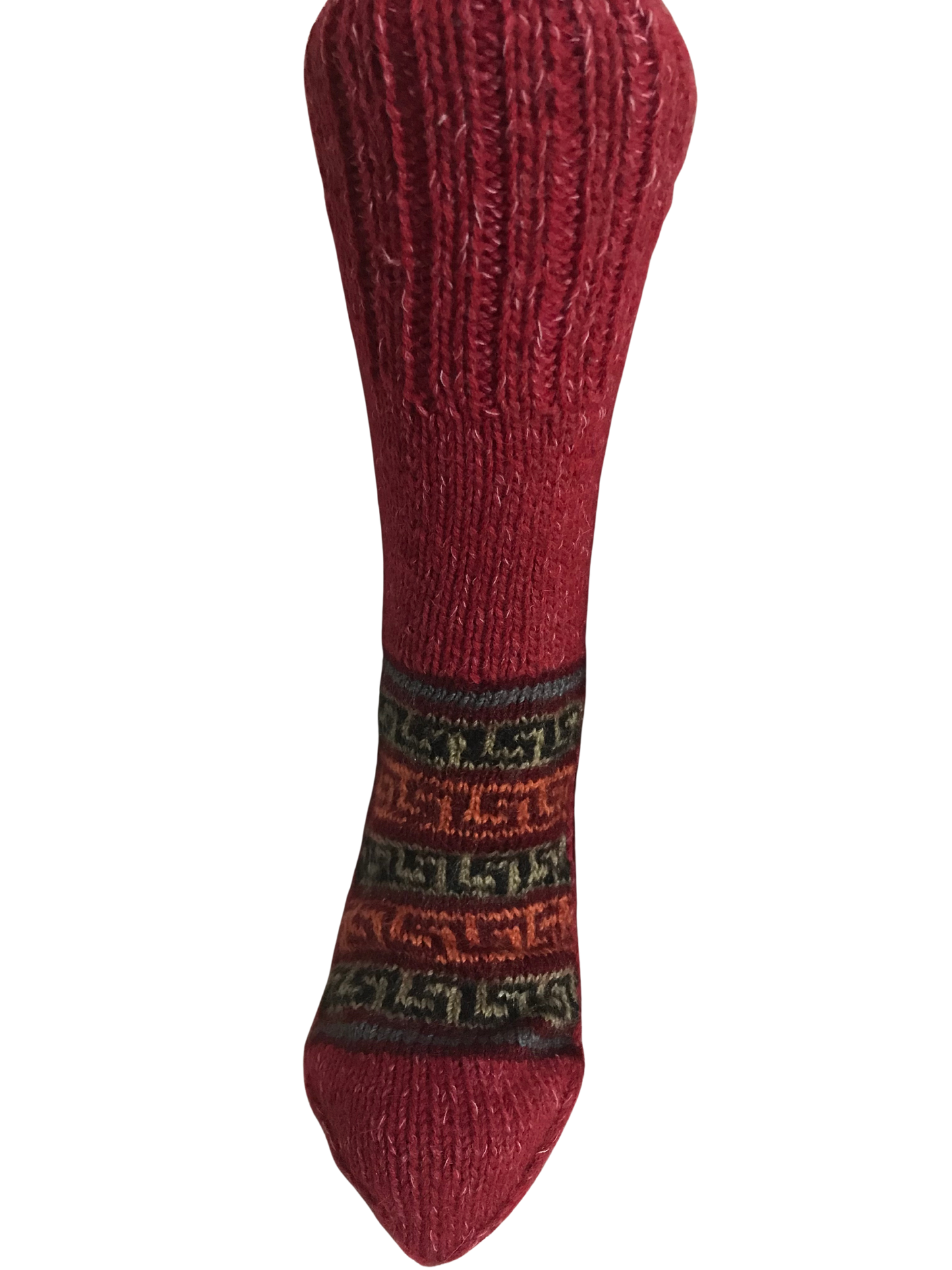 Red Colour Wool Socks - Pattern 3 - Crew Socks