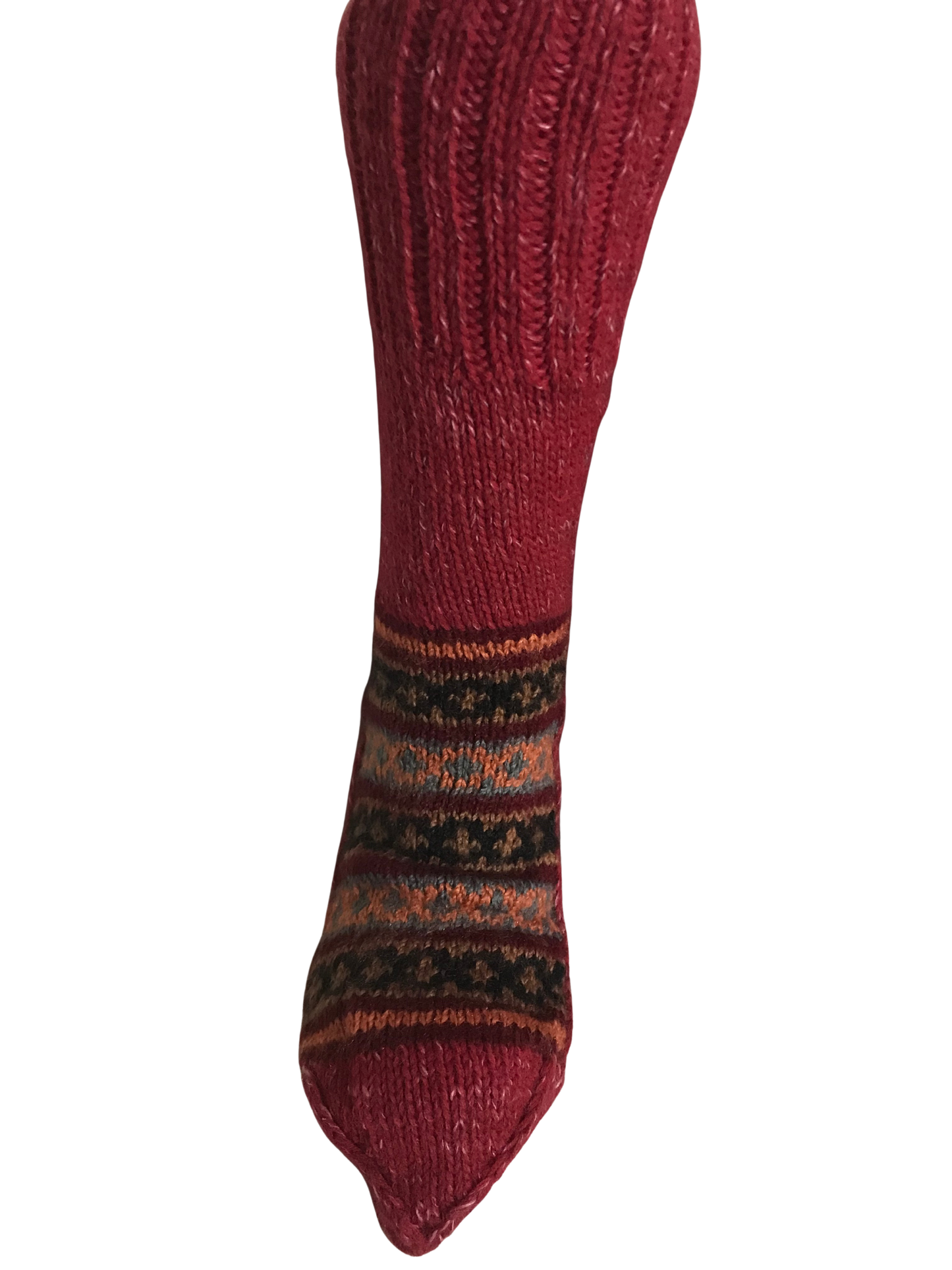 Red Colour Wool Socks - Pattern 5 - Crew Socks
