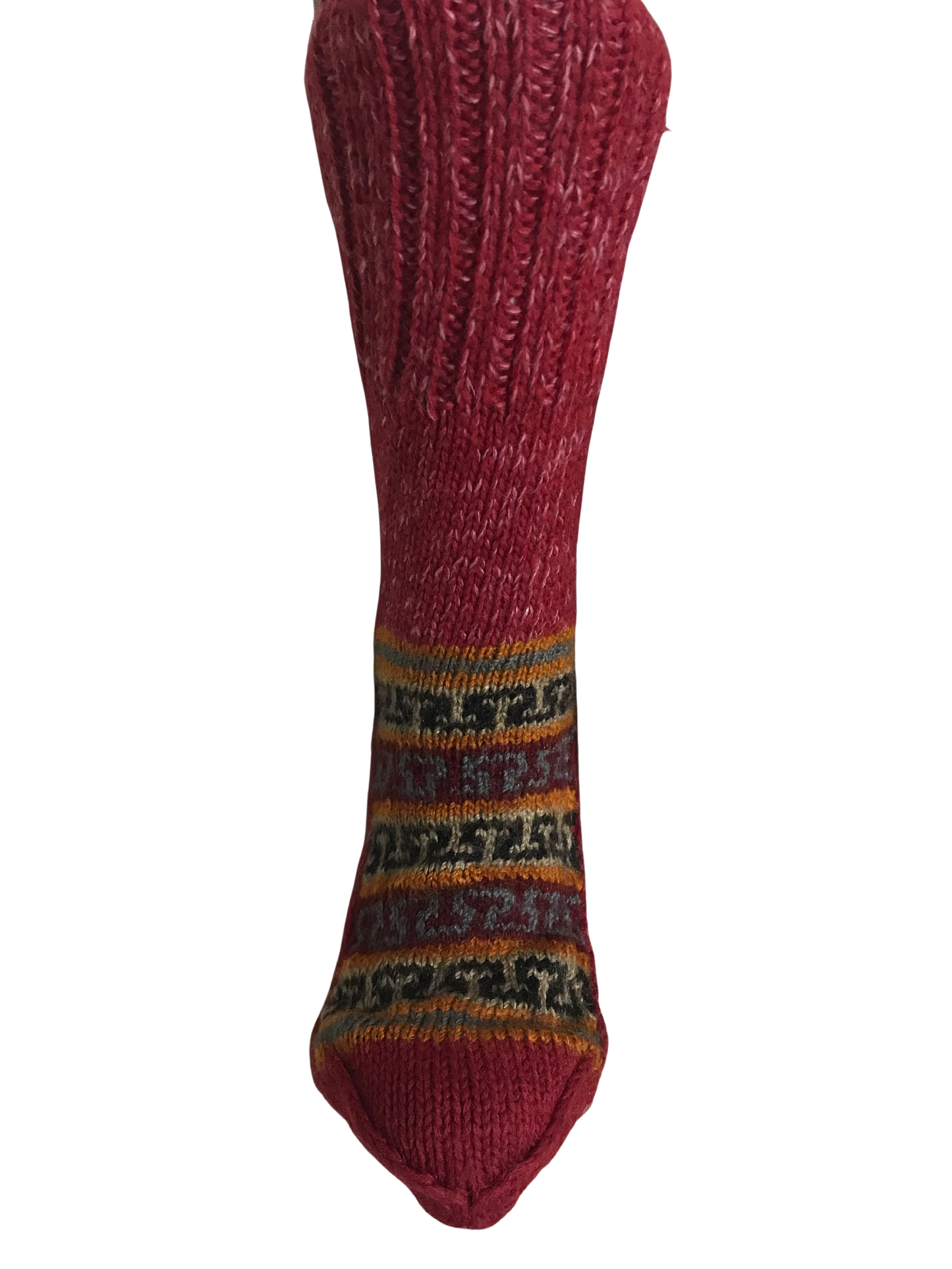 Red Colour Wool Socks - Pattern 6 - Crew Socks