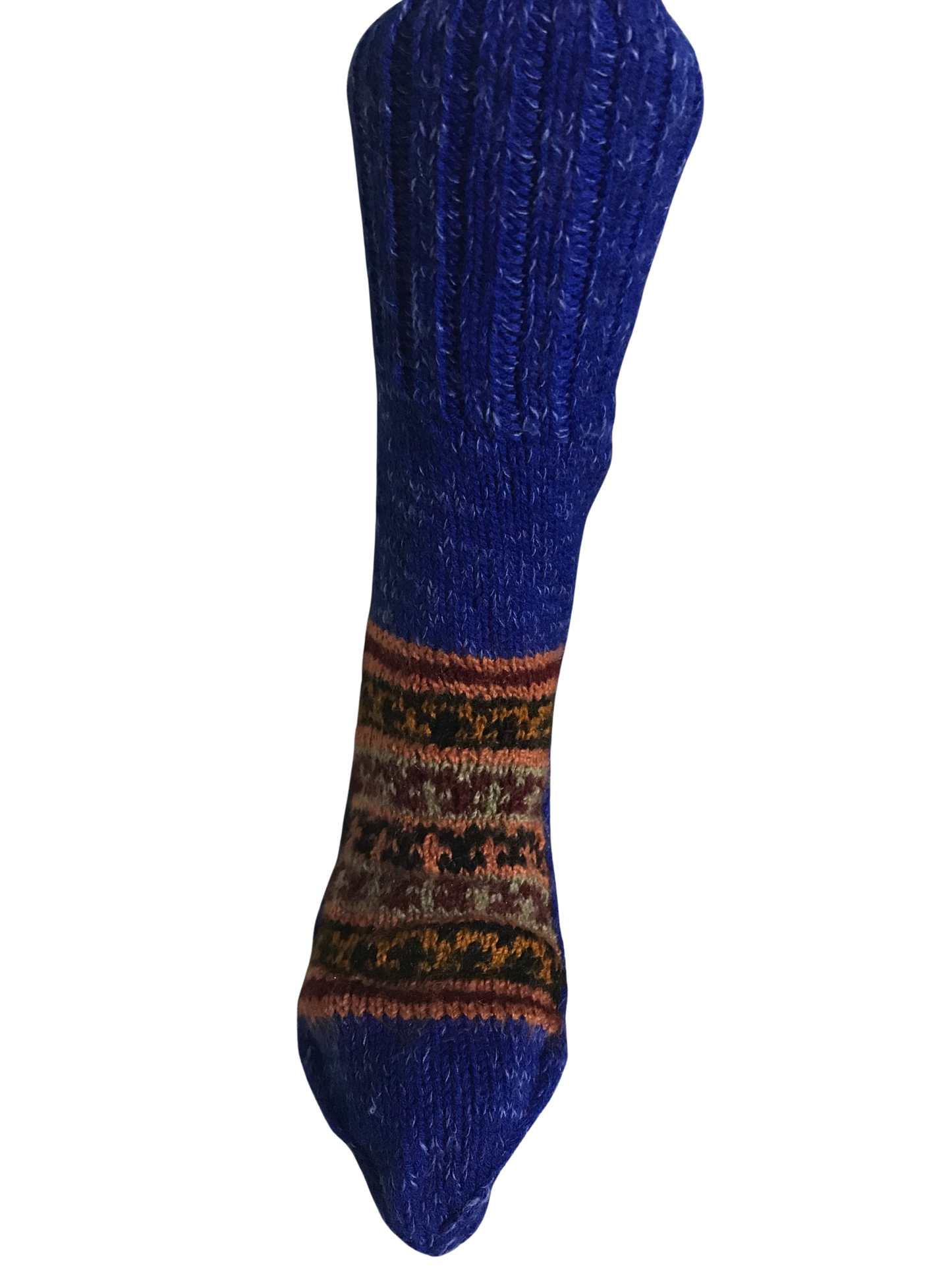Royal Blue Colour Wool Socks - Pattern 2 - Crew Socks