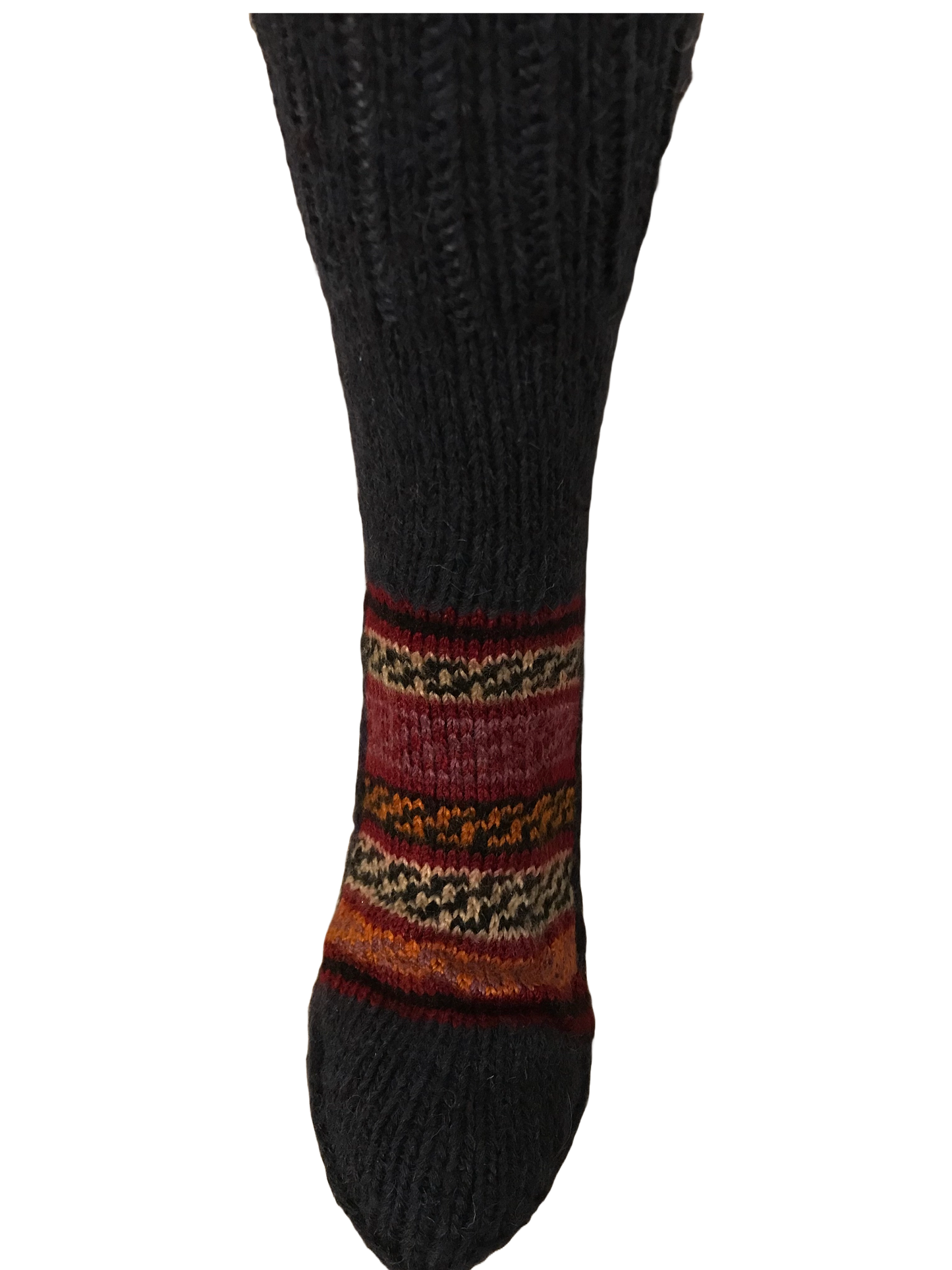 Grey Black Colour Wool Socks - Pattern 2 - Crew Socks