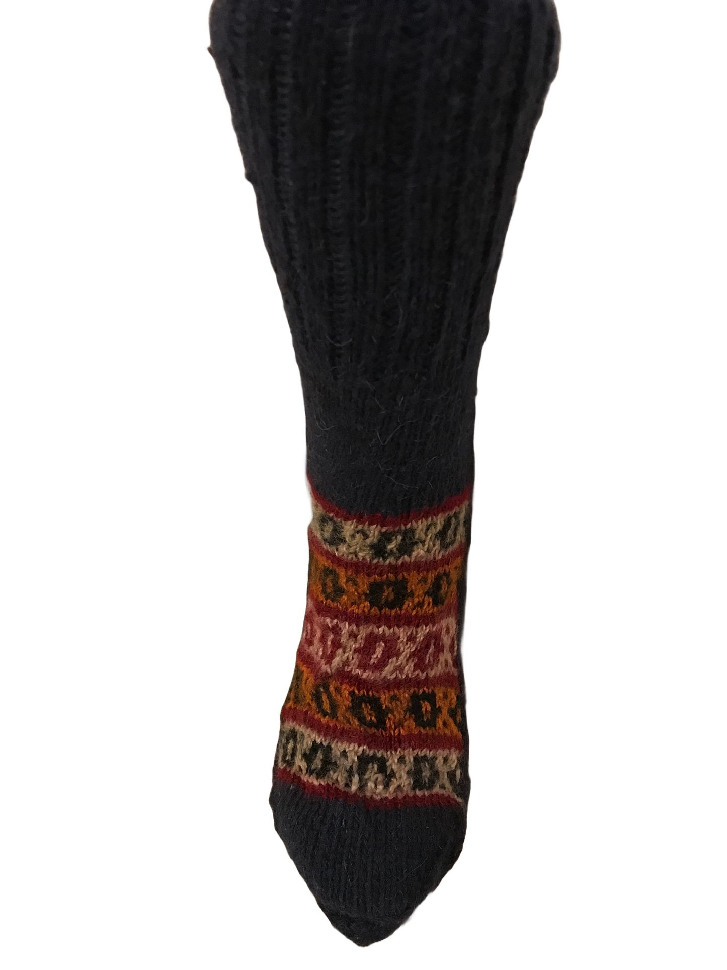 Grey Black Colour Wool Socks with Black Patterned Base - Pattern 1 - Crew Socks