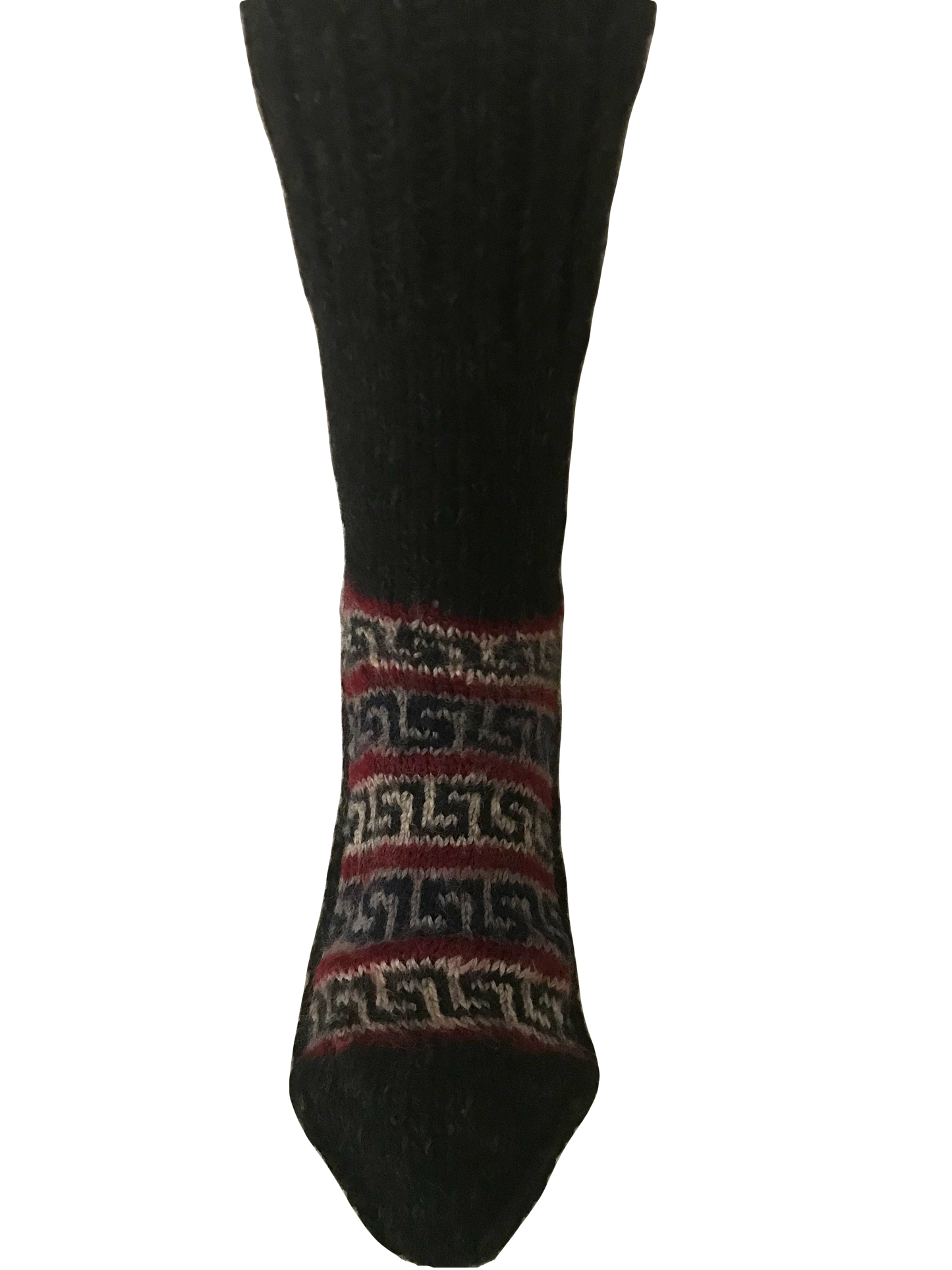 "Dark Grey" hand knit woollen socks with dark grey base and subtle patterns