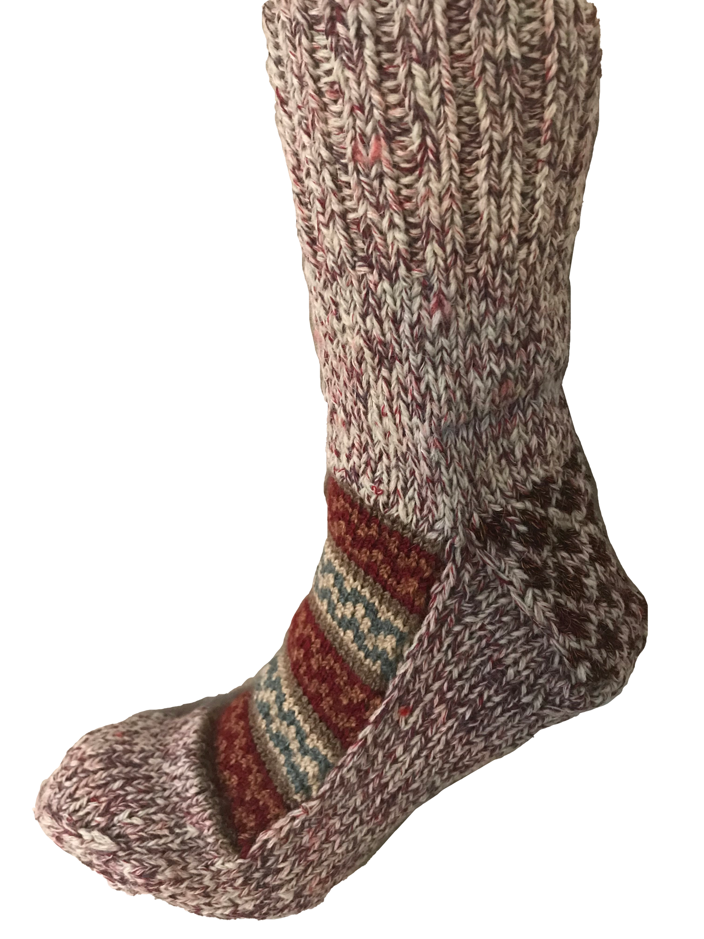 "Light Pink Blend" - hand knit woollen socks with a light pink blended base