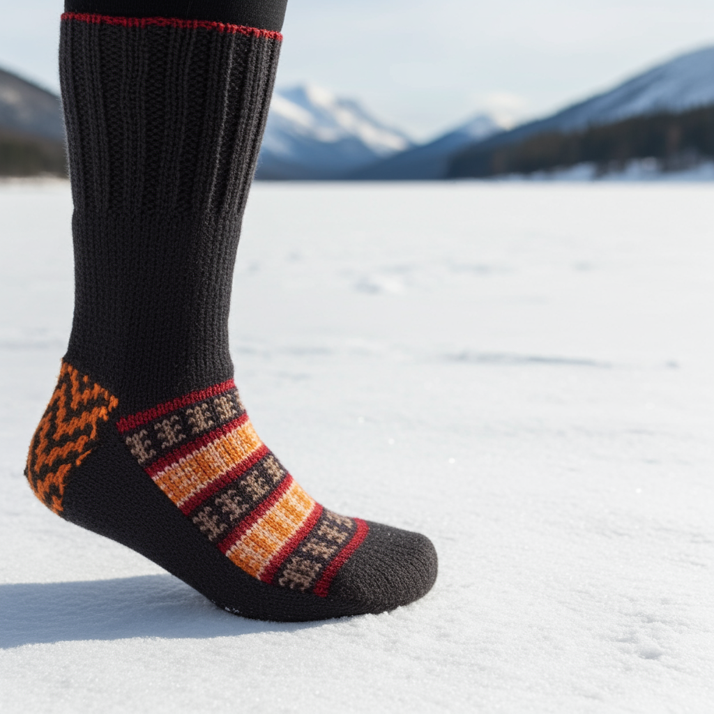 Black with Gold - hand knit woollen socks with a deep black base and Traditional pattern - Type 1