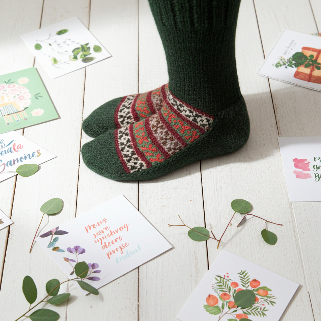 "Forest Green" - hand knit woollen socks with a green base and traditional Kullu pattern