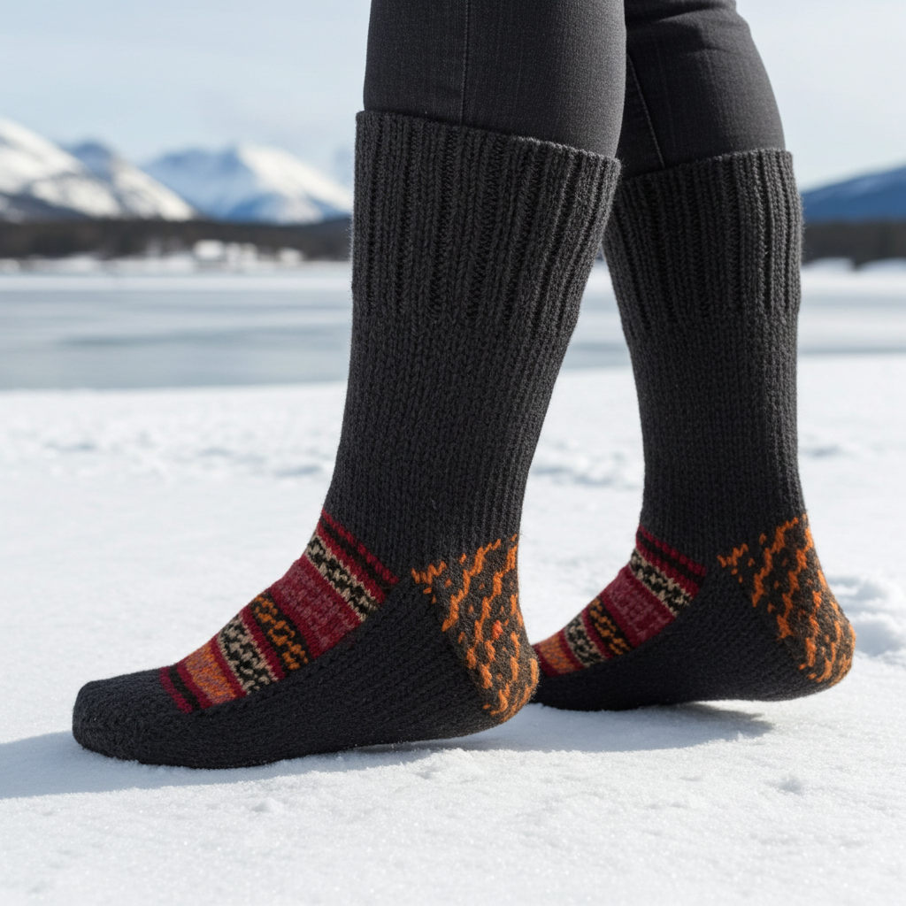 Woolaah- handcrafted pure wool patterned grey black socks for men and women. Christmas collection, gift ideas