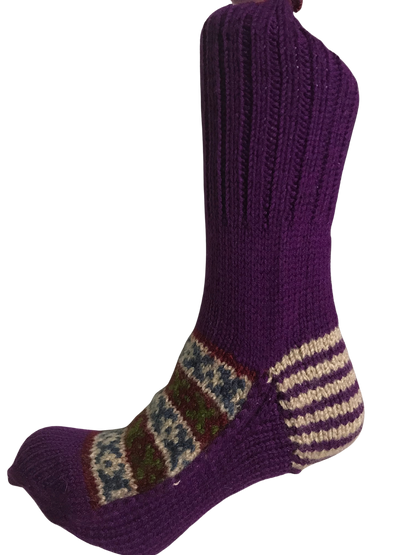 Purple Colour Wool Socks - Pattern 1
