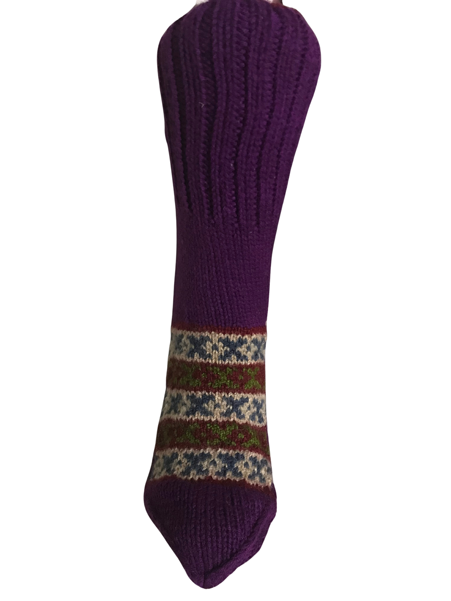 Purple Colour Wool Socks - Pattern 2 - Crew Socks
