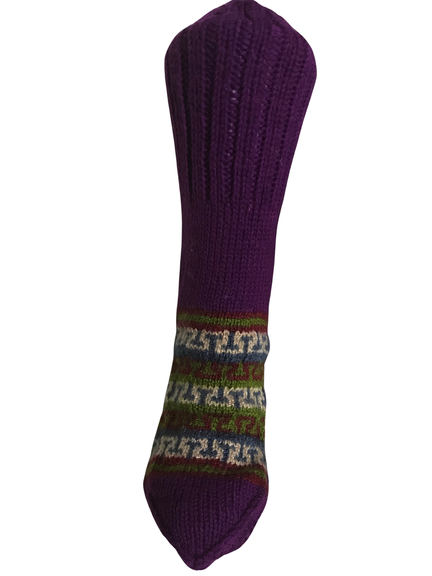 Purple Colour Wool Socks - Pattern 3 - Crew Socks