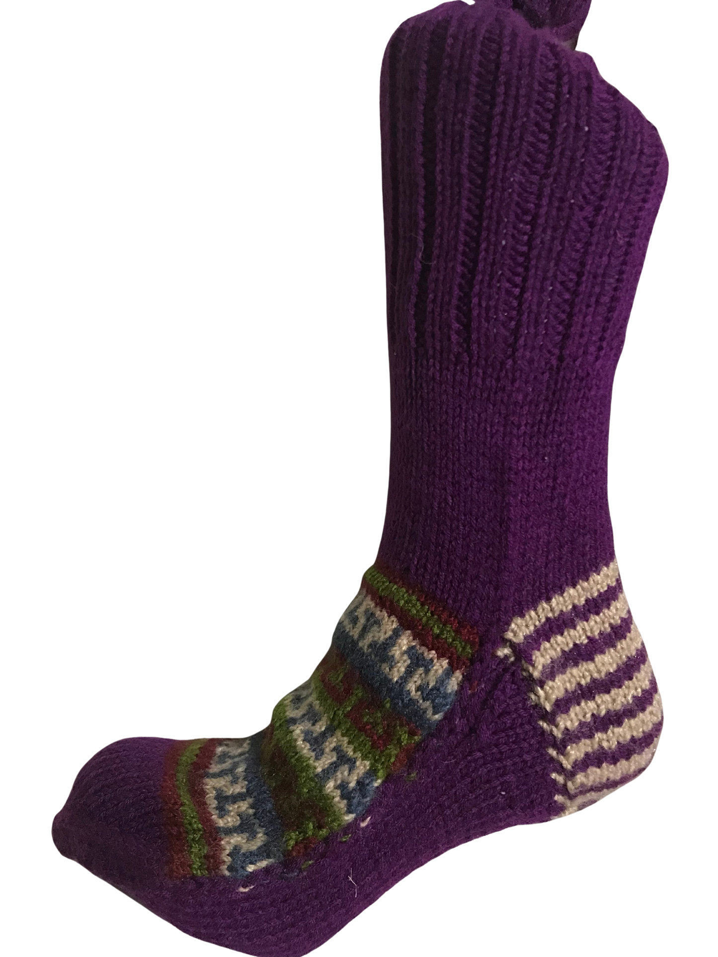 Purple Colour Wool Socks - Pattern 3 - Crew Socks
