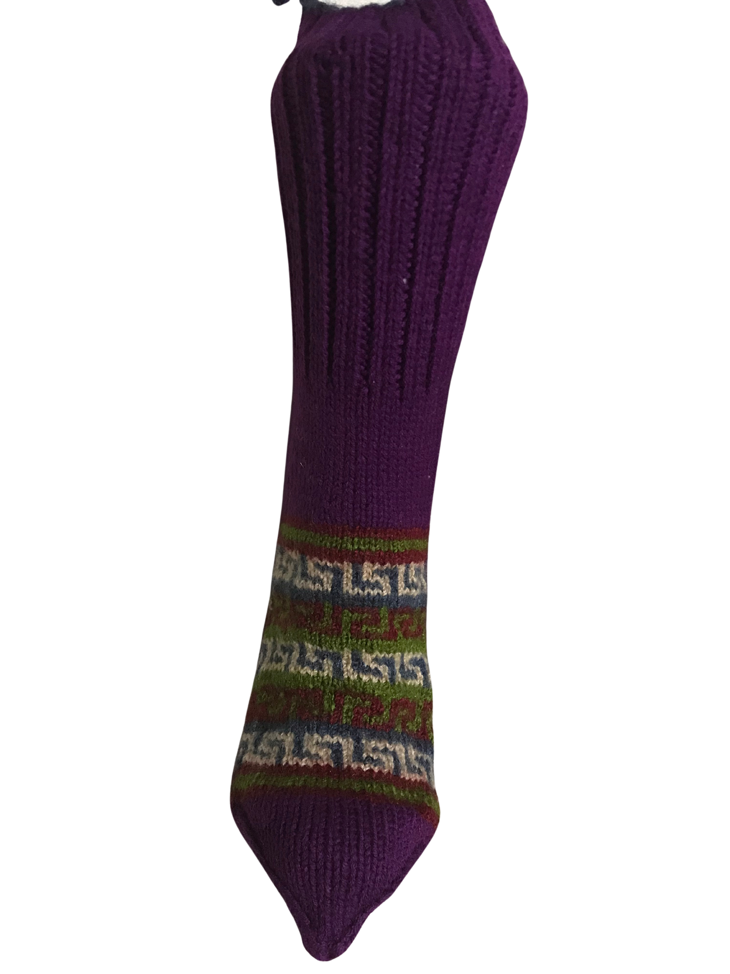 Purple Colour Wool Socks - Pattern 4 - Crew Socks