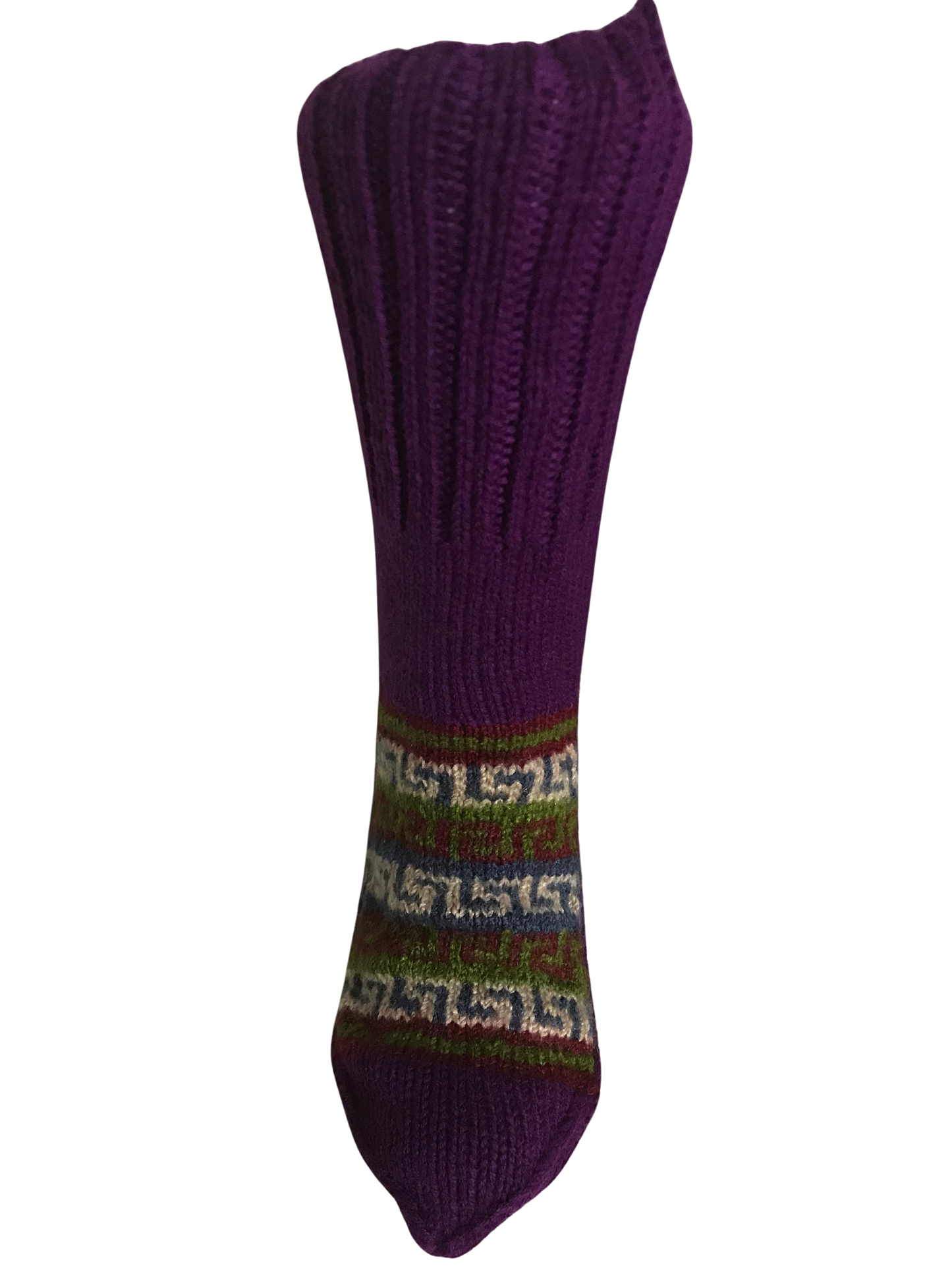 Purple Colour Wool Socks - Pattern 5 - Crew Socks