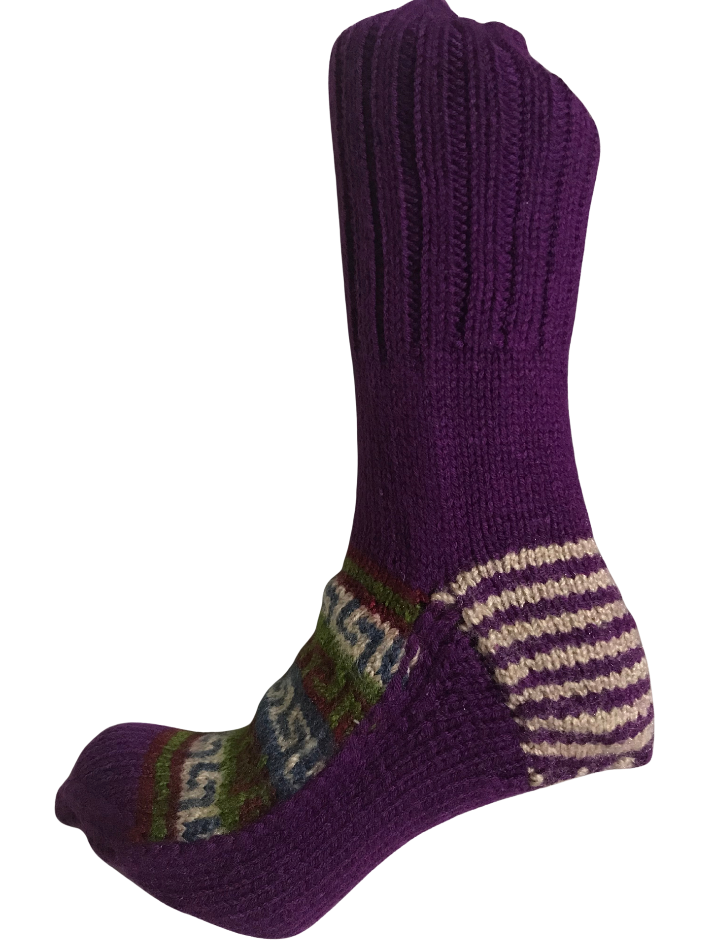 Purple Colour Wool Socks - Pattern 5 - Crew Socks