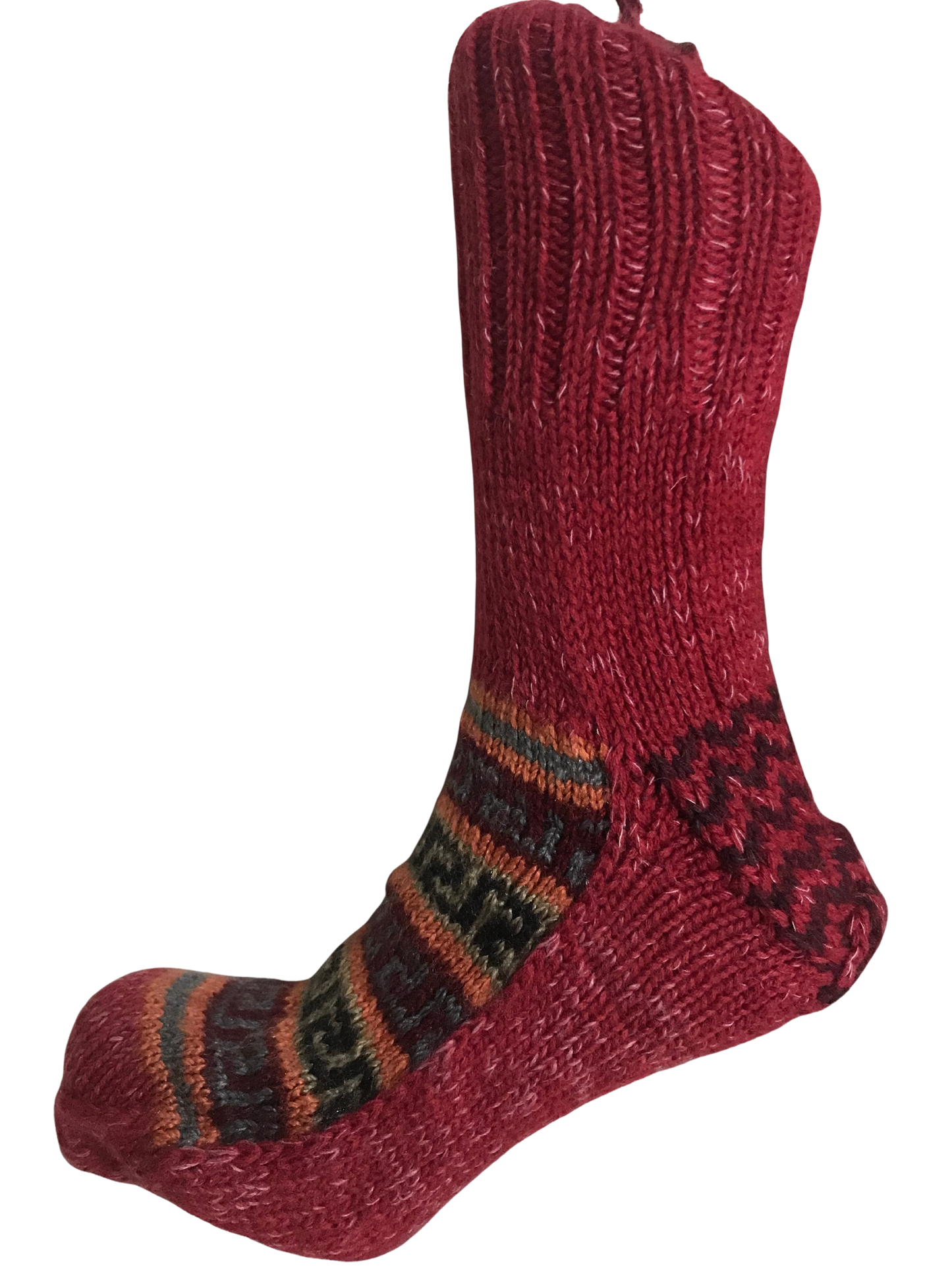 Red Colour Wool Socks - Pattern 1 - Crew Socks