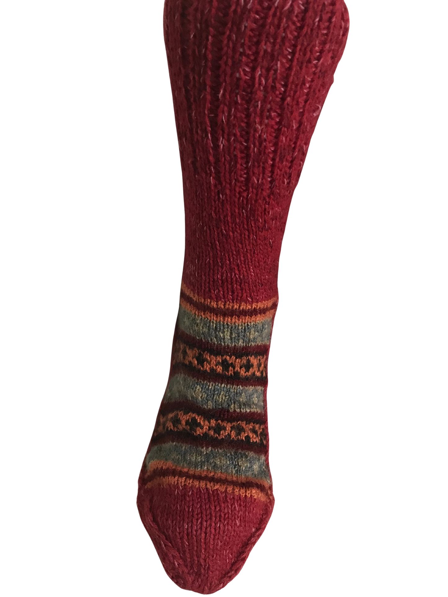 Red Colour Wool Socks - Pattern 4 - Crew Socks