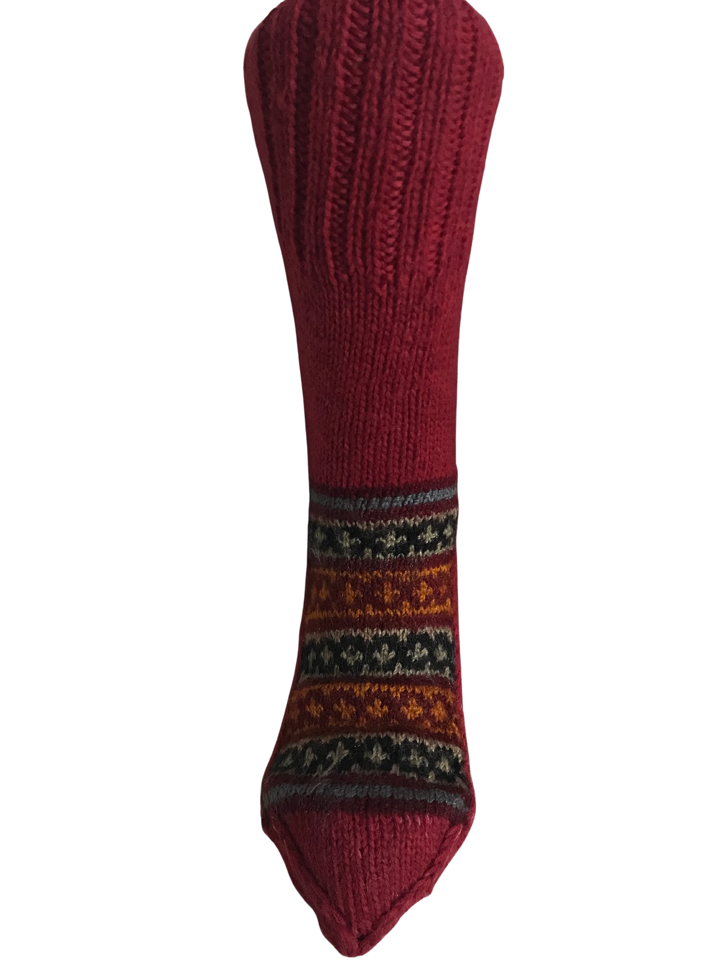 Red Colour Wool Socks - Pattern 8 - Crew Socks