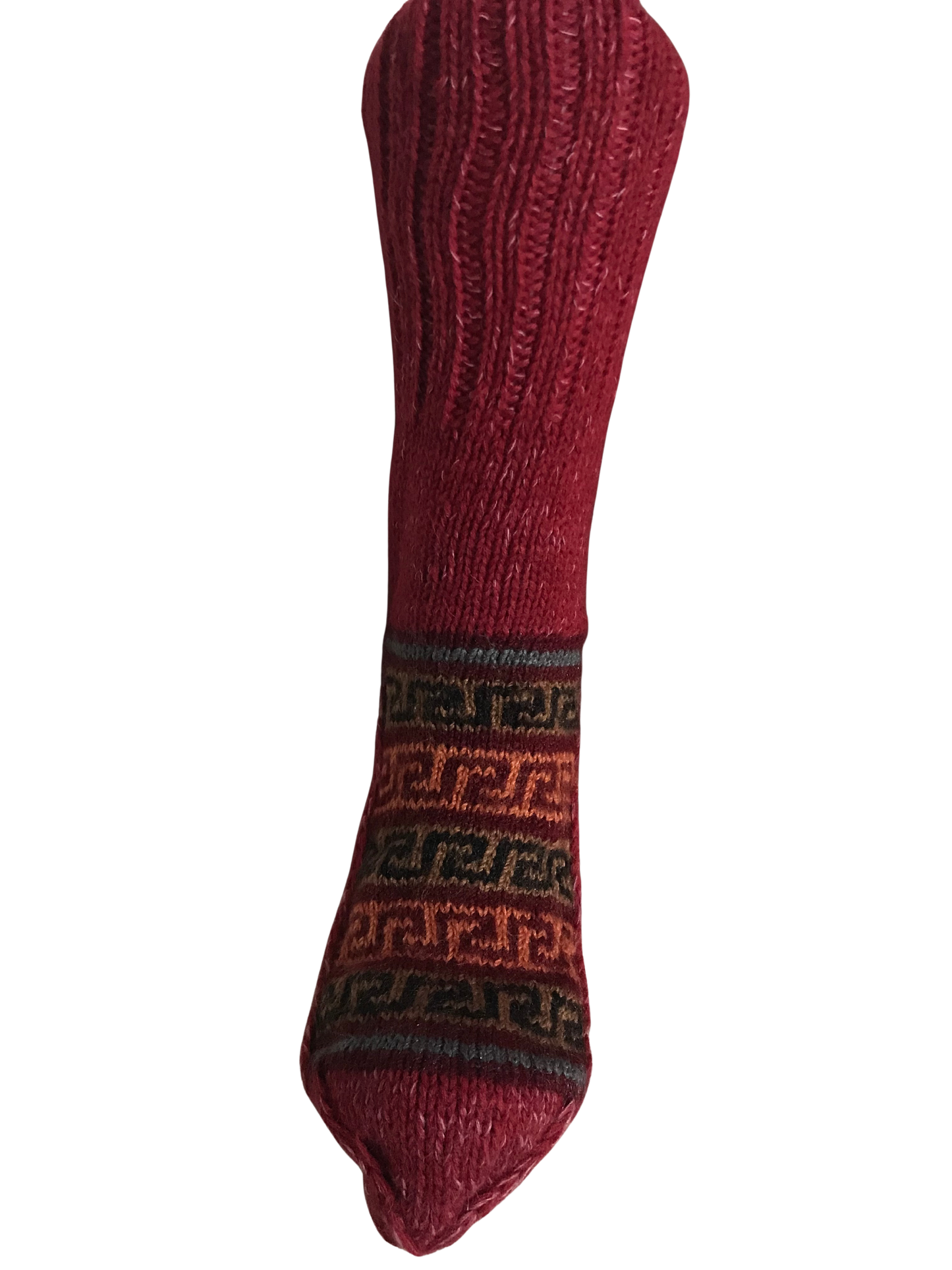 Red Colour Wool Socks - Pattern 9 - Crew Socks