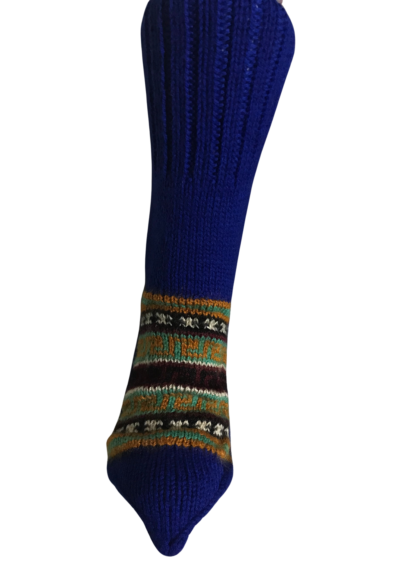 Royal Blue Colour Wool Socks - Pattern 1 - Crew Socks