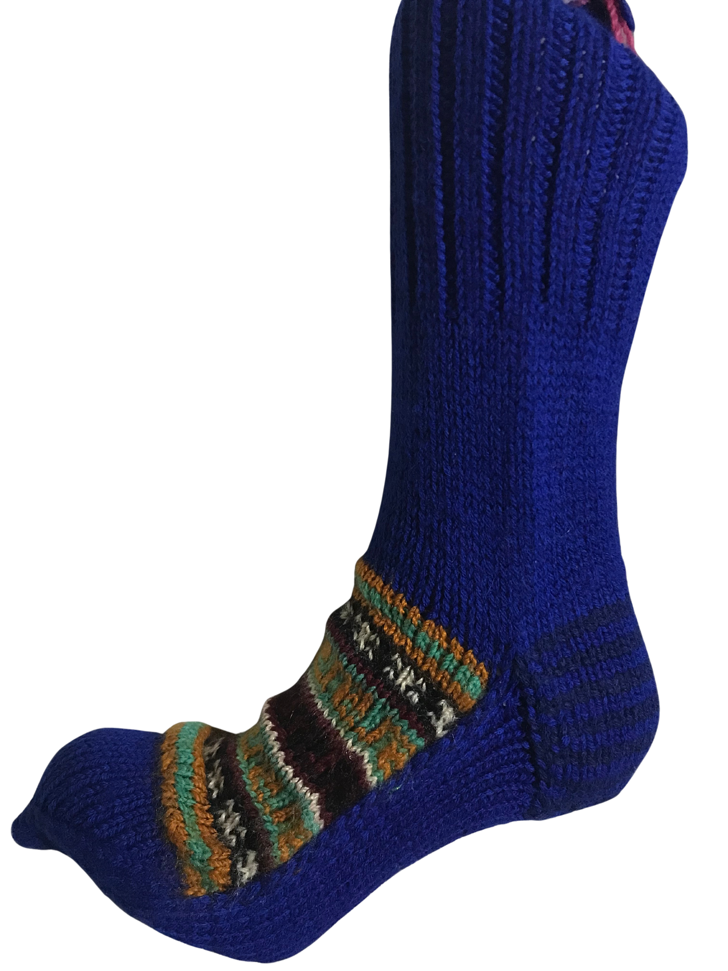 Royal Blue Colour Wool Socks - Pattern 1 - Crew Socks