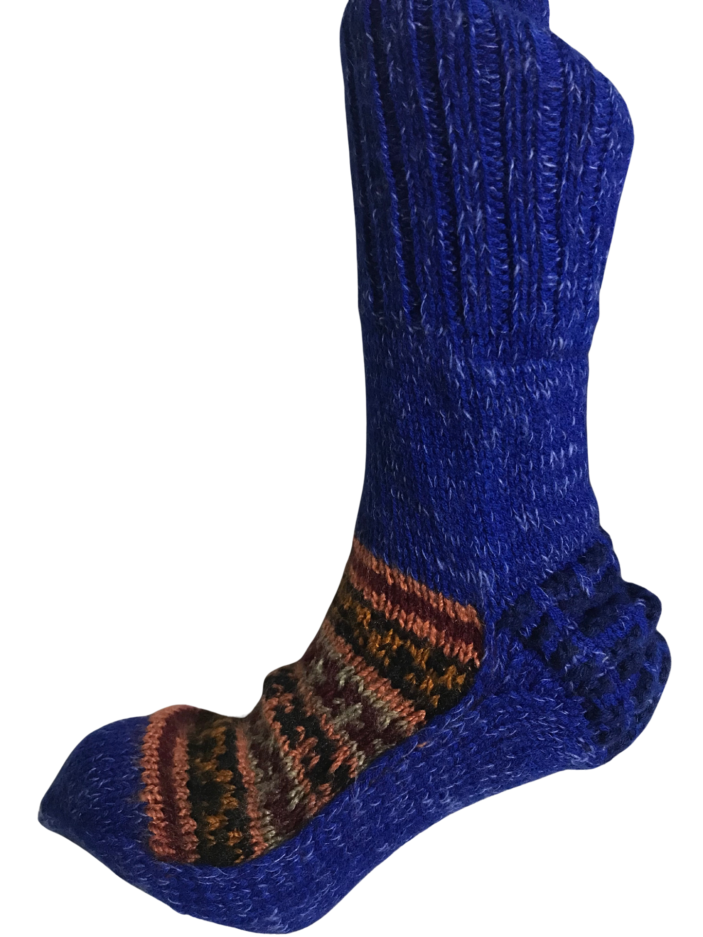 Royal Blue Colour Wool Socks - Pattern 2 - Crew Socks