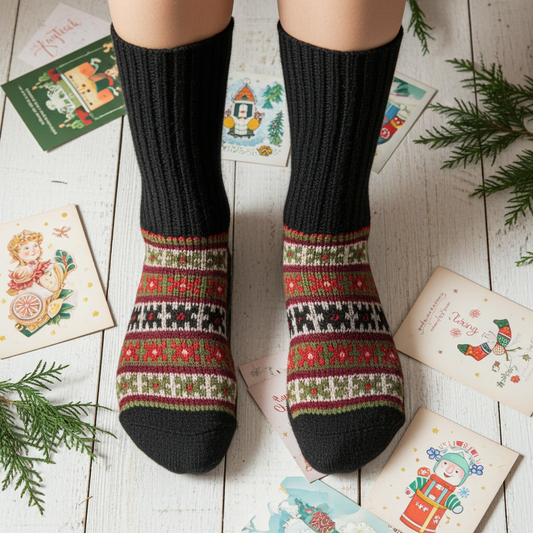 "Military Green" - hand knit woollen socks with a green base and traditional Himalayan weave