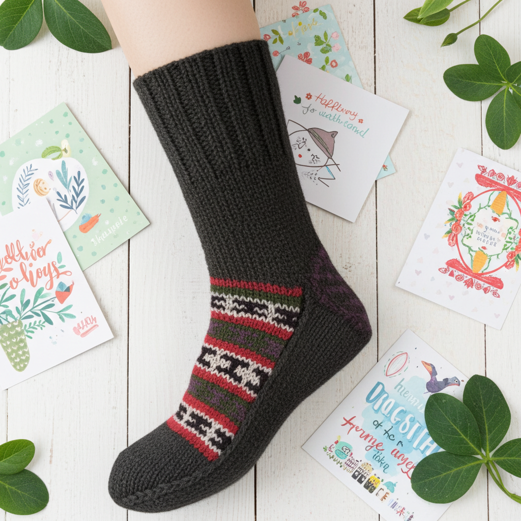 "Olive Green" - hand knit woollen socks with green base and classic Himalayan pattern