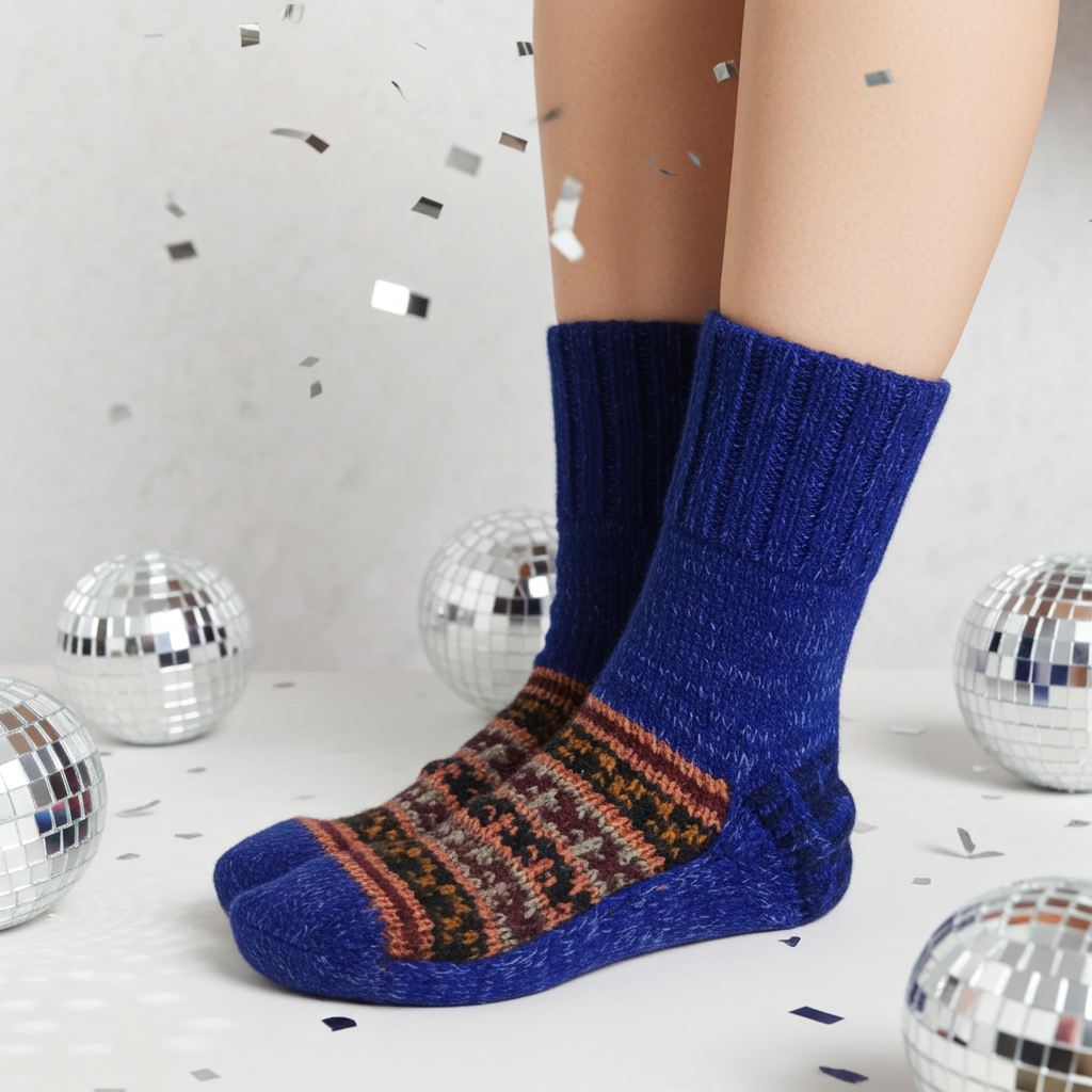 Woolaah- handcrafted pure wool patterned blue socks for men and women
