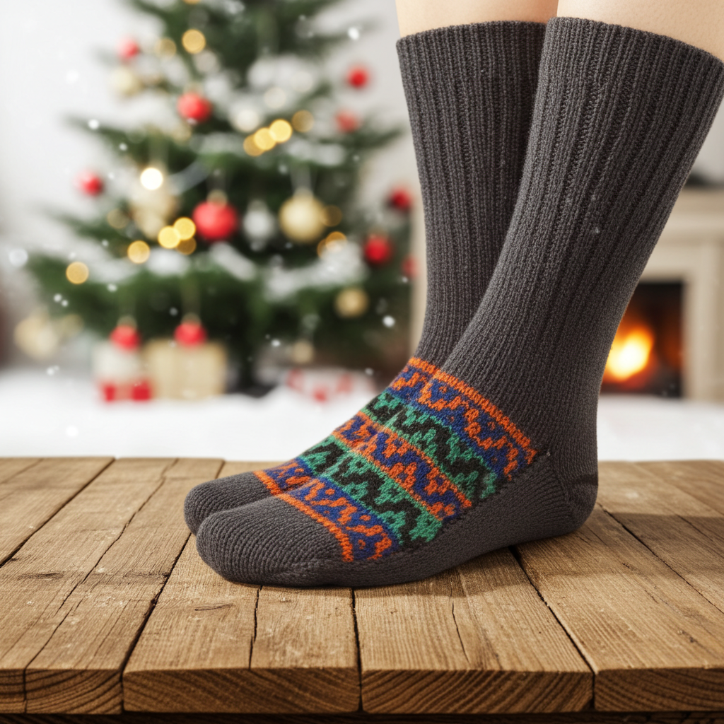 Woolaah- handcrafted pure wool patterned wood bark socks for men and women. Christmas collection, gift ideas